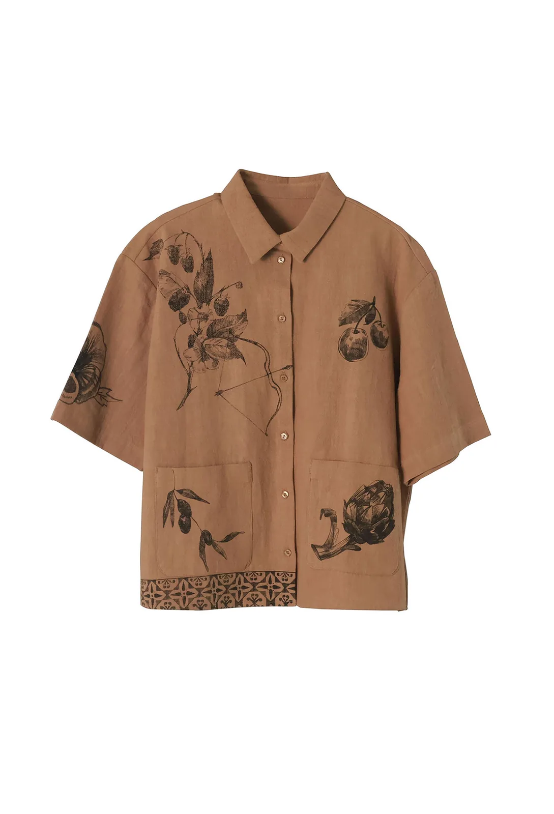 botanical-print short-sleeve shirt