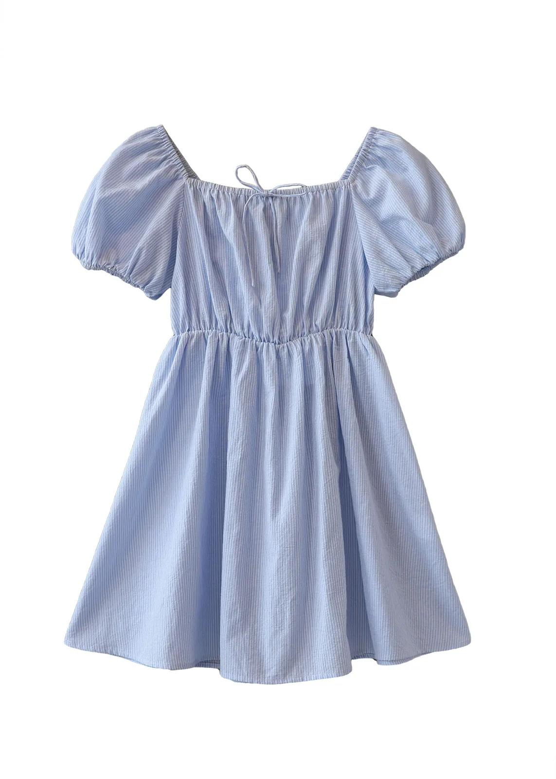 short-sleeve blue dress
