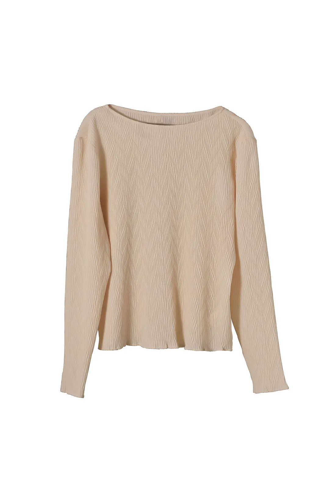 crinkle woven long-sleeve top